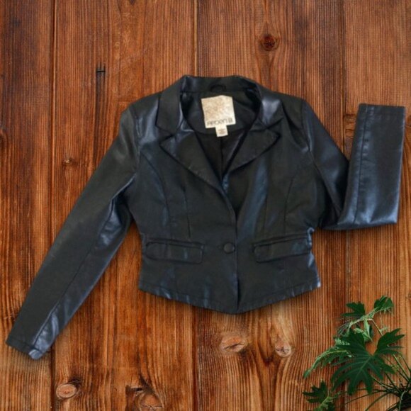 Arden B Jackets & Blazers - Size L by Arden B black faux leather jacket tuxedo style front womens coat